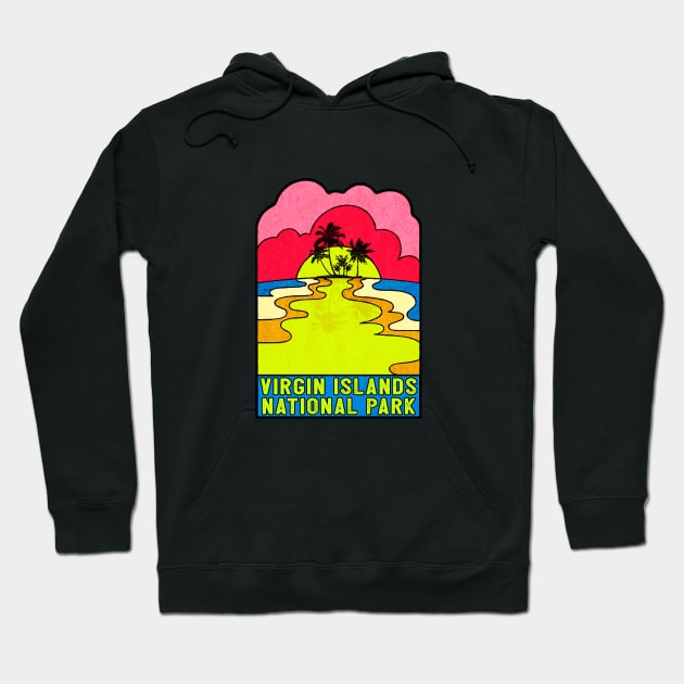 Virgin Islands National Park Groovy Sunset 70's Hippie Hippy Vintage United States Hoodie by DD2019